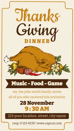 Thanksgiving dinner invitation instagram post