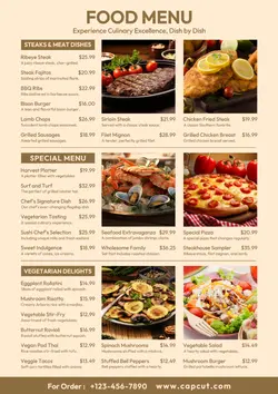 Food & Beverage Food Menu