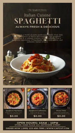 italian spaghetti menu instagram story