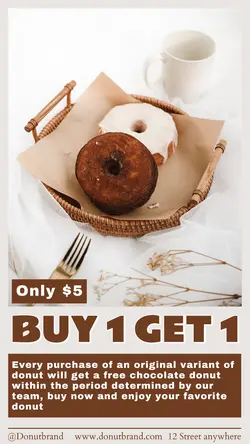 Food Donut Buy 1 Get 1 Display Instagram Stories