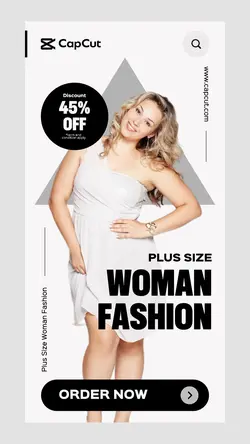 White and Black Modern UI Plus Size Woman Fashion Promotion Instagram Story