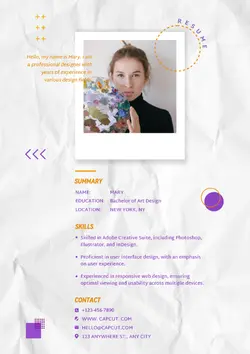 Education Designer Resume Display Cute(cc web)