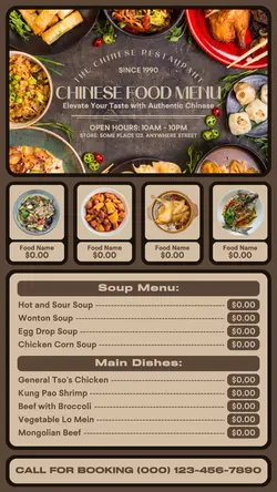 chinese food menu instagram story