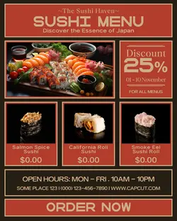 special sushi menu instagram post