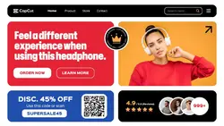 Modern UI Headphone Promotion Website