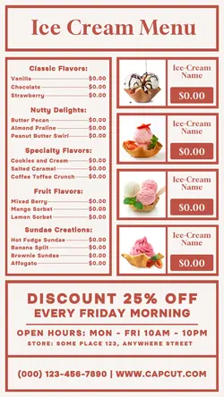 ice cream menu instagram story