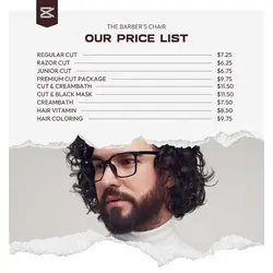 Beauty and Personal Care Barber Pricelist