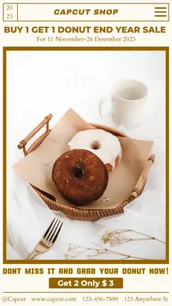 Food Buy 1 Get 1 Donut End Year Sale Display TikTok Post