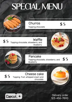 food & beverage menu dessert paper texture