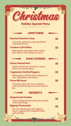 Christmas Holiday Special Menu Instagram Story