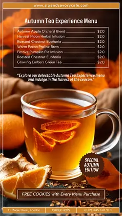 Food & Beverage Autumn Tea Menu Instagram Story