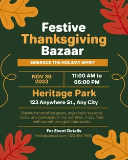 Thanks Giving Bazaar Orange Red Instagram Portrait