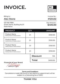Modern Minimalist Invoice Design