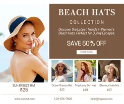 Fashion Beach Hats Display Product Facebook Post