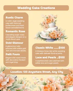 Wedding Cake Creations Menu