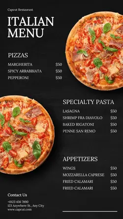 Food & Beverage Italian Menu Instagram Story