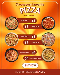 Choose your favourite pizza display product orange instagram potrait