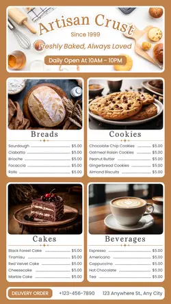 Bakery Menu Instagram Stories