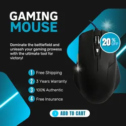 E-commerce Electronics Mouse Hero Image Black and 