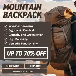 Minimalist mountain backpack template design for Instagram posts