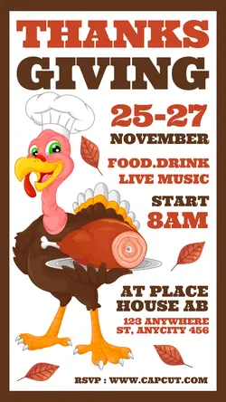 Thanks Giving Invitation Instagram Story Brown Orange Flat