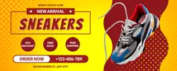 New arrival sneakers promotion product yellow red twitch cover