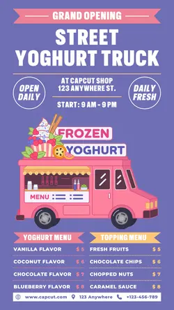 Yoghurt Truck Menu Poster Promotion TikTok Post