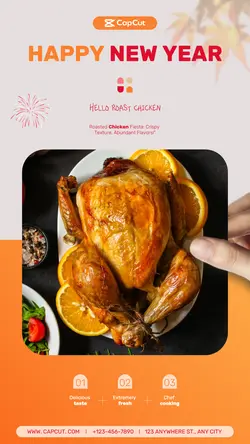 New year food roast chicken Branding minimalism