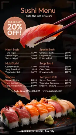 Food & Beverage Sushi Menu Instagram Story