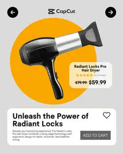 Hair Dryer Promotion Instagram Portrait Yellow UI 