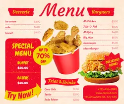 Food Menu Sales promotion Retro