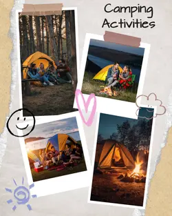 Non-marketing photo collage brown camping activities