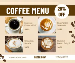 Coffee Menu Display Product Facebook Post 