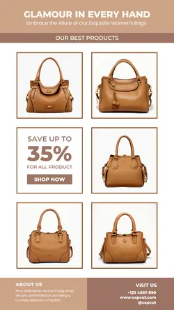 6 Multi-product Image Bag Woman Brown for Instagram Story