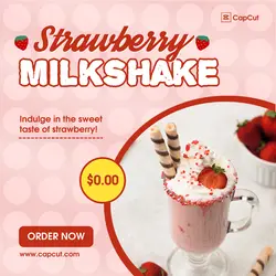 Food and Beverage - Strawberry Milkshake - Instagram Ad Post