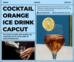 Blue Minimalist Modern Drink Cocktail Orange Ice Display Product Facebook Post