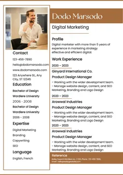 Business Digital Marketing Resume Minimalist