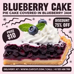 Food Blueberry Cake Promotion Instagram Post Cream Purple Modern