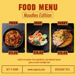 Food and Beverage Noodles Food Product Display Instagram Post
