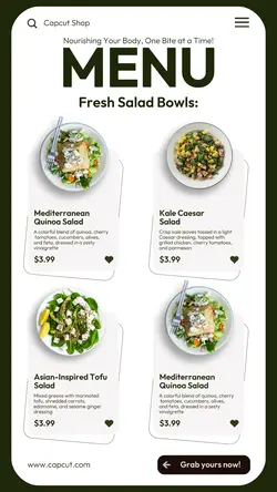 Healthy Food Menu Instagram Story