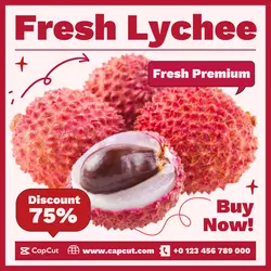 Fresh Red Lychee Promotion Instagram Post Modern Flat Color