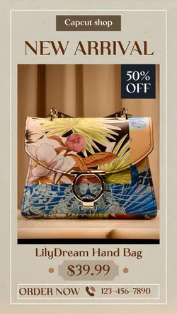 Fashion Industry Woman's Flower Motif Hand Bag Promotion Tiktok