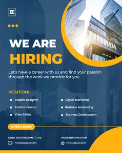 Orange Blue We Are Hiring Poster