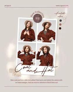 Fashion Coat and Hat New Collection Instagram Portrait Brown Minimalist