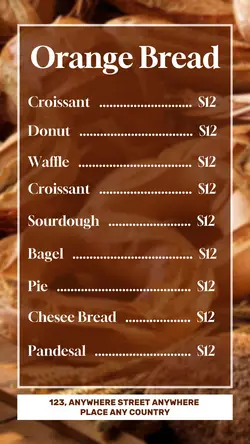 Bakery Price list instastory