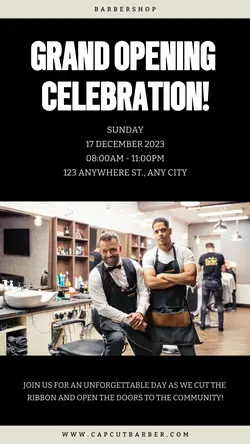Personal Care Barber Grand Opening Instagram Story