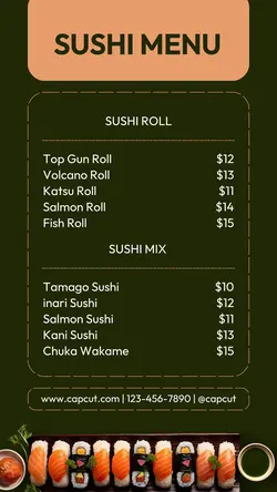 Food Sushi Menu Instagram Menu Instagram Story