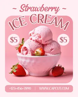 Strawberry Ice Cream Promotion Instagram Portrait