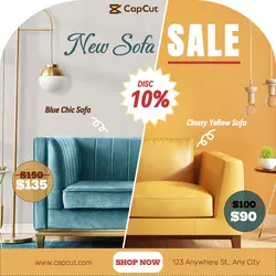 Furniture Sofa Sale Instagram Post Blue Yellow