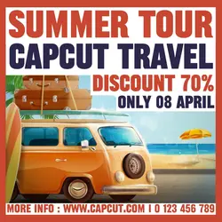 Summer Tour Capcut Travel Intagram Post Red Flat